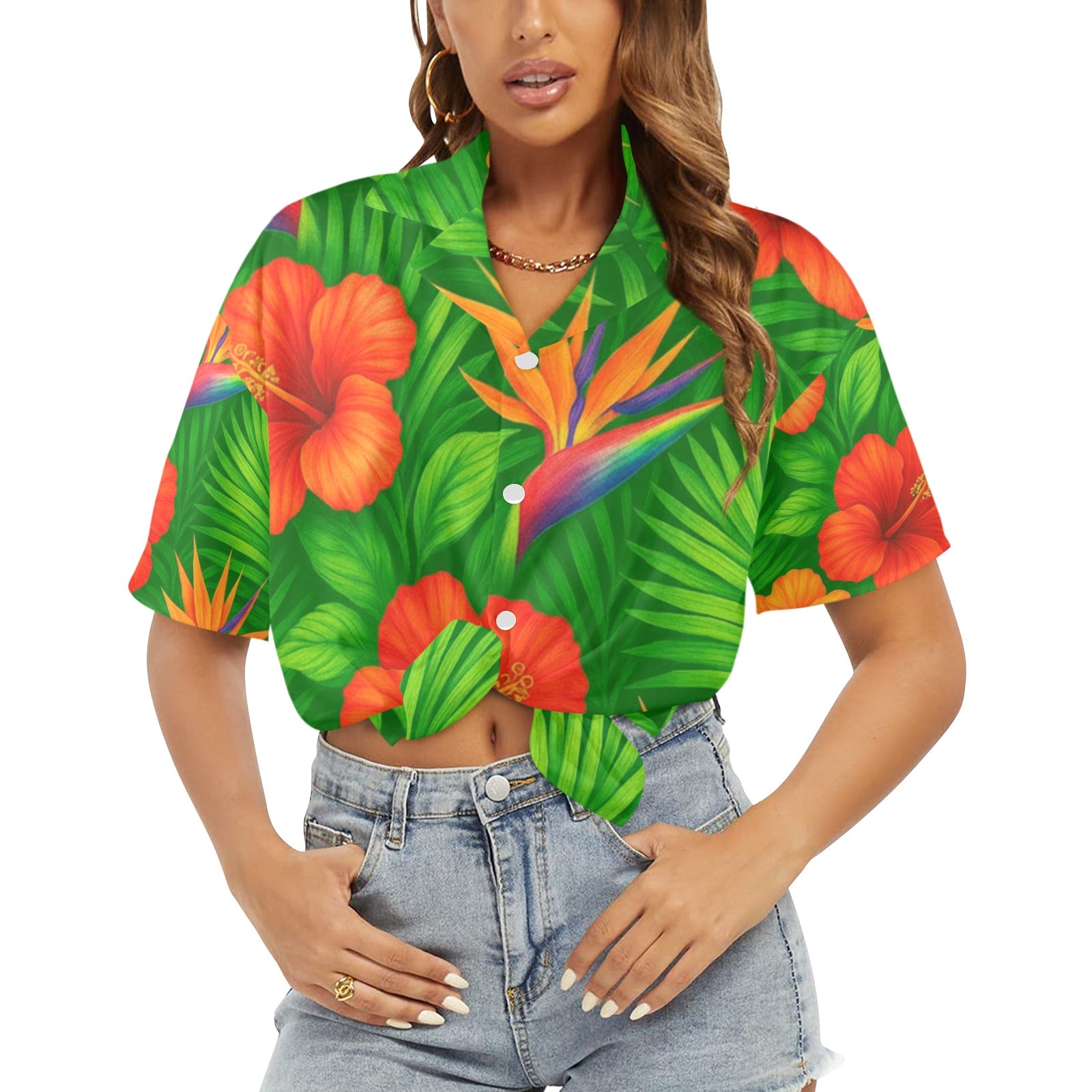 Women's All Over Print Hawaiian Shirt  ANOTHER DAY IN PARADISE