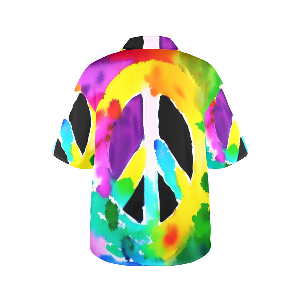 Women's All Over Print Hawaiian Shirt GIVE PEACE A CHANCE