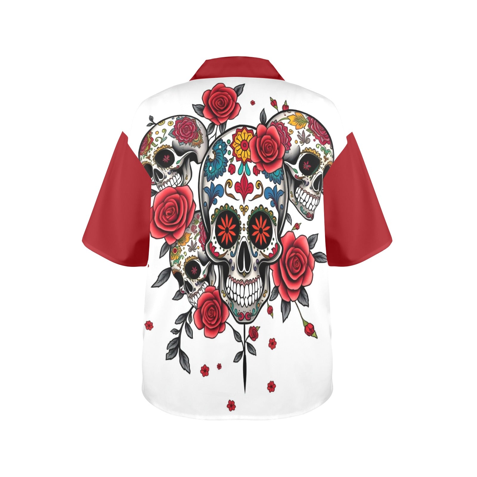 Women's All Over Print Hawaiian Shirt CALAVERAS Y ROSAS