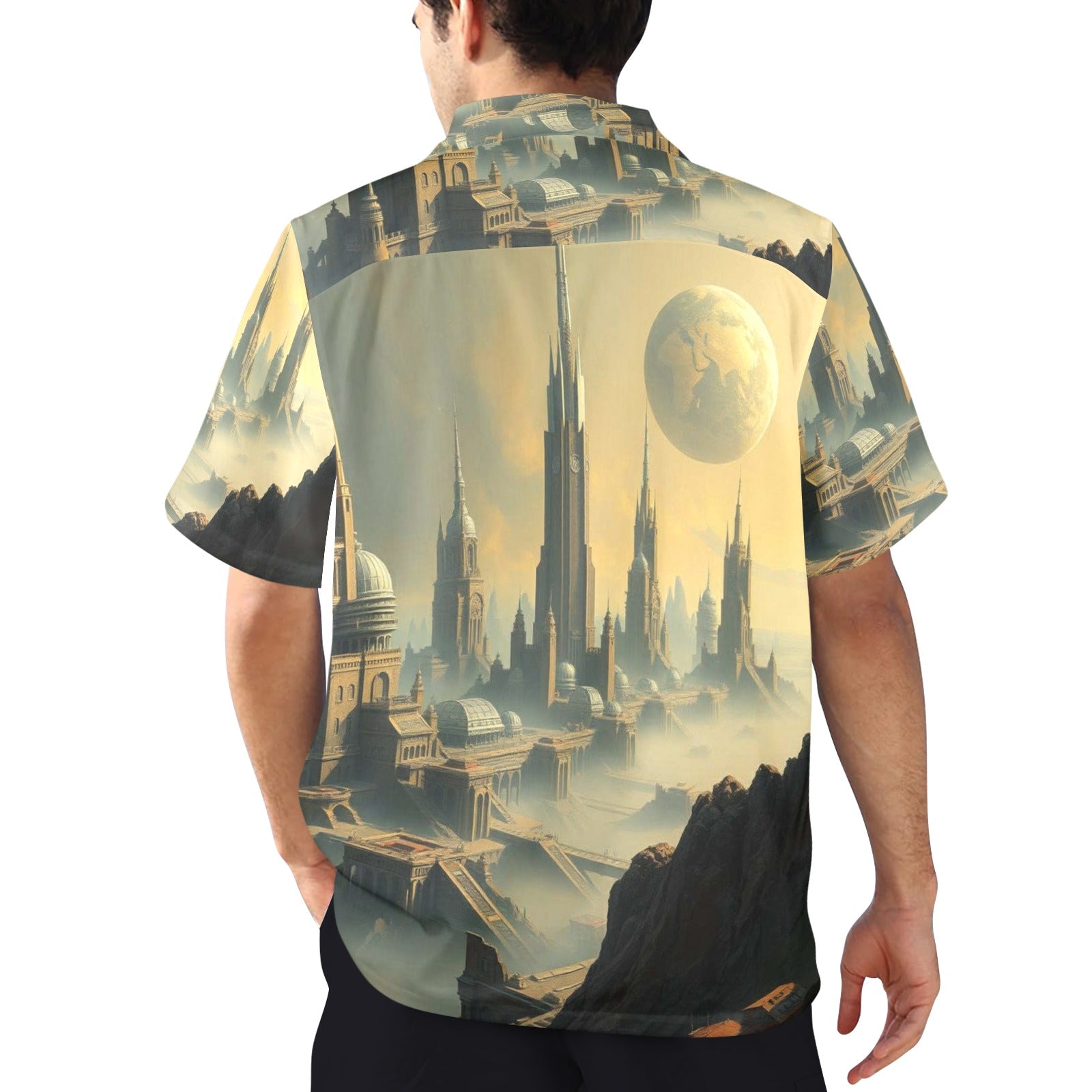 Men's All Over Print Hawaiian Shirt VIEW FROM PLANET B