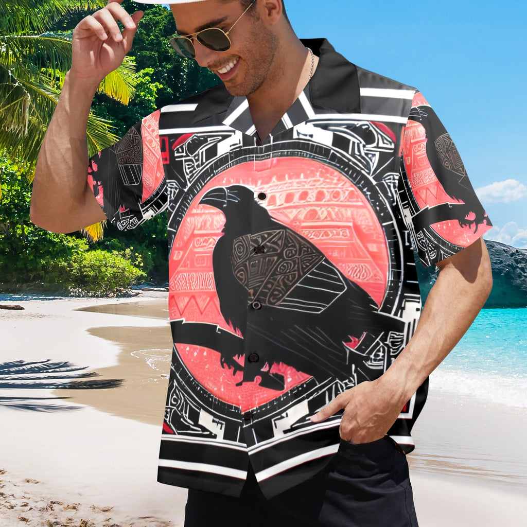 Men's All Over Print Hawaiian Shirt RAVEN