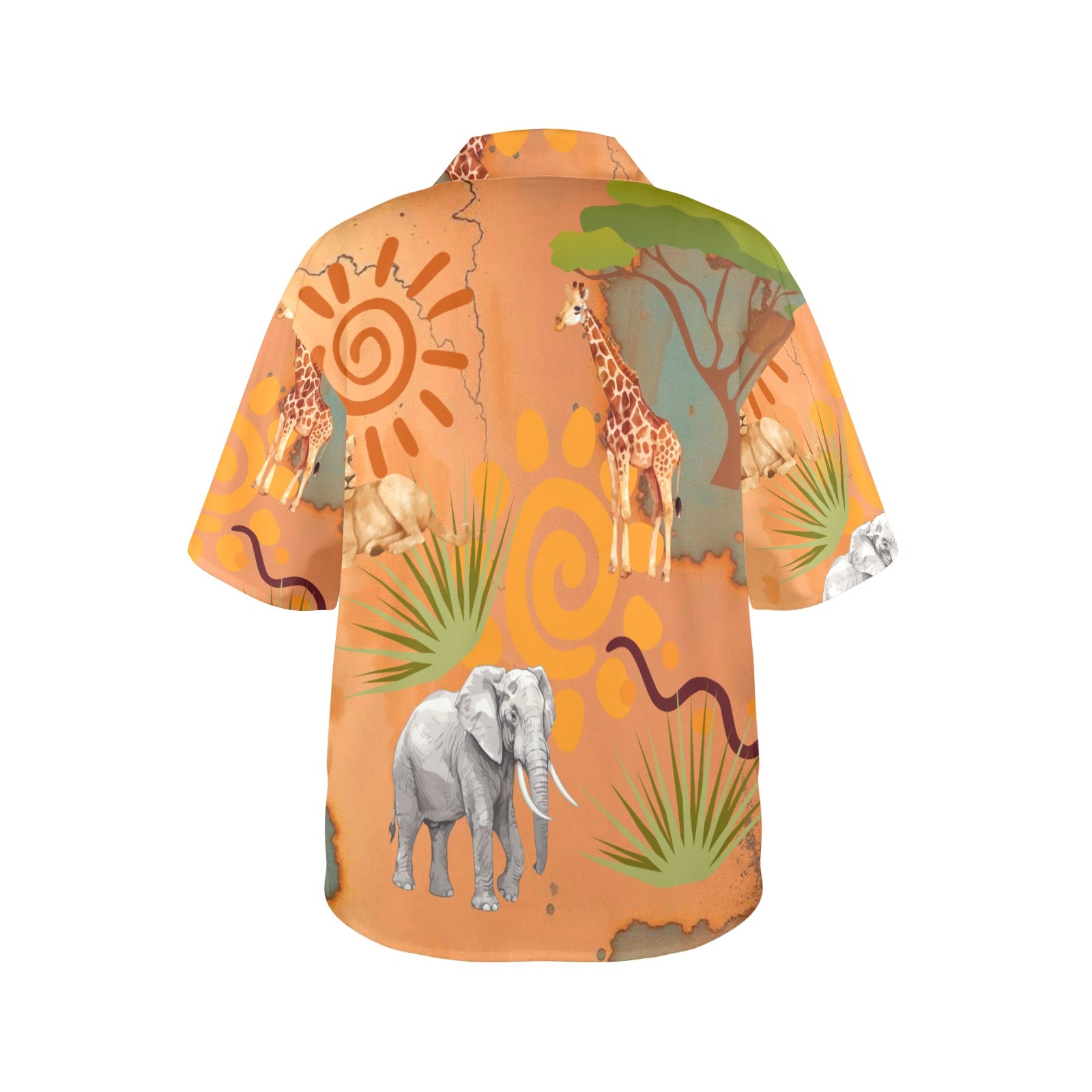 Women's All Over Print Hawaiian Shirt SAFARI