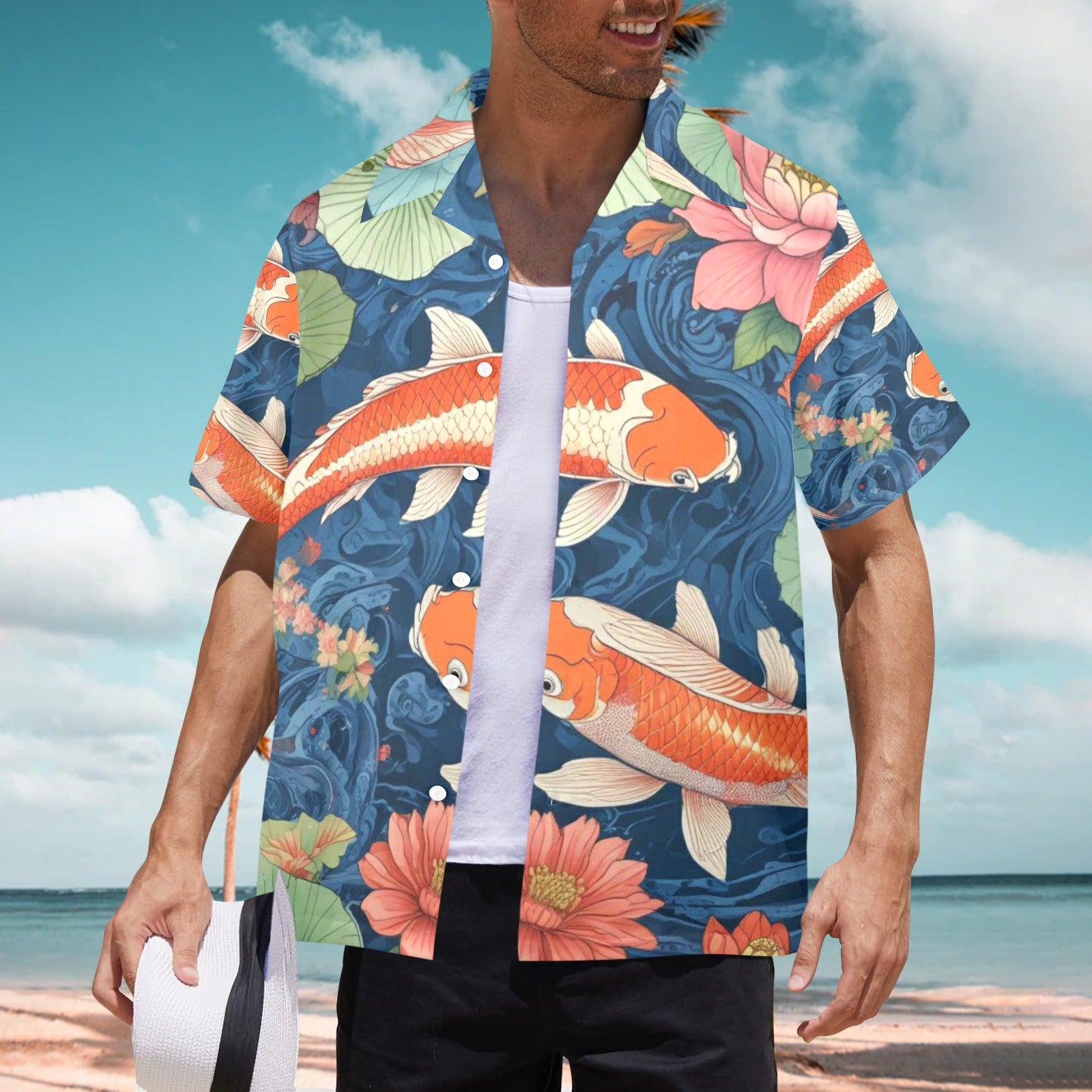 Men's All Over Print Hawaiian Shirt WHY SO KOI?