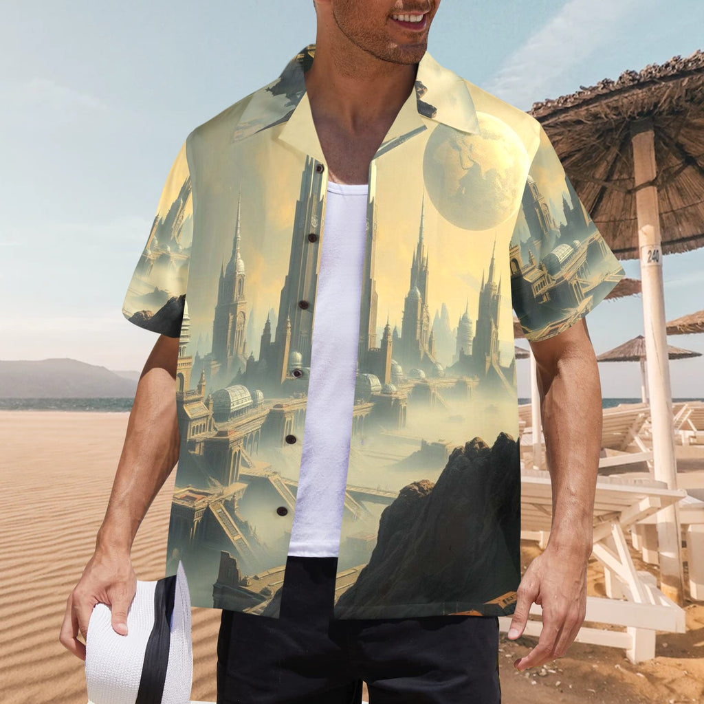 Men's All Over Print Hawaiian Shirt VIEW FROM PLANET B