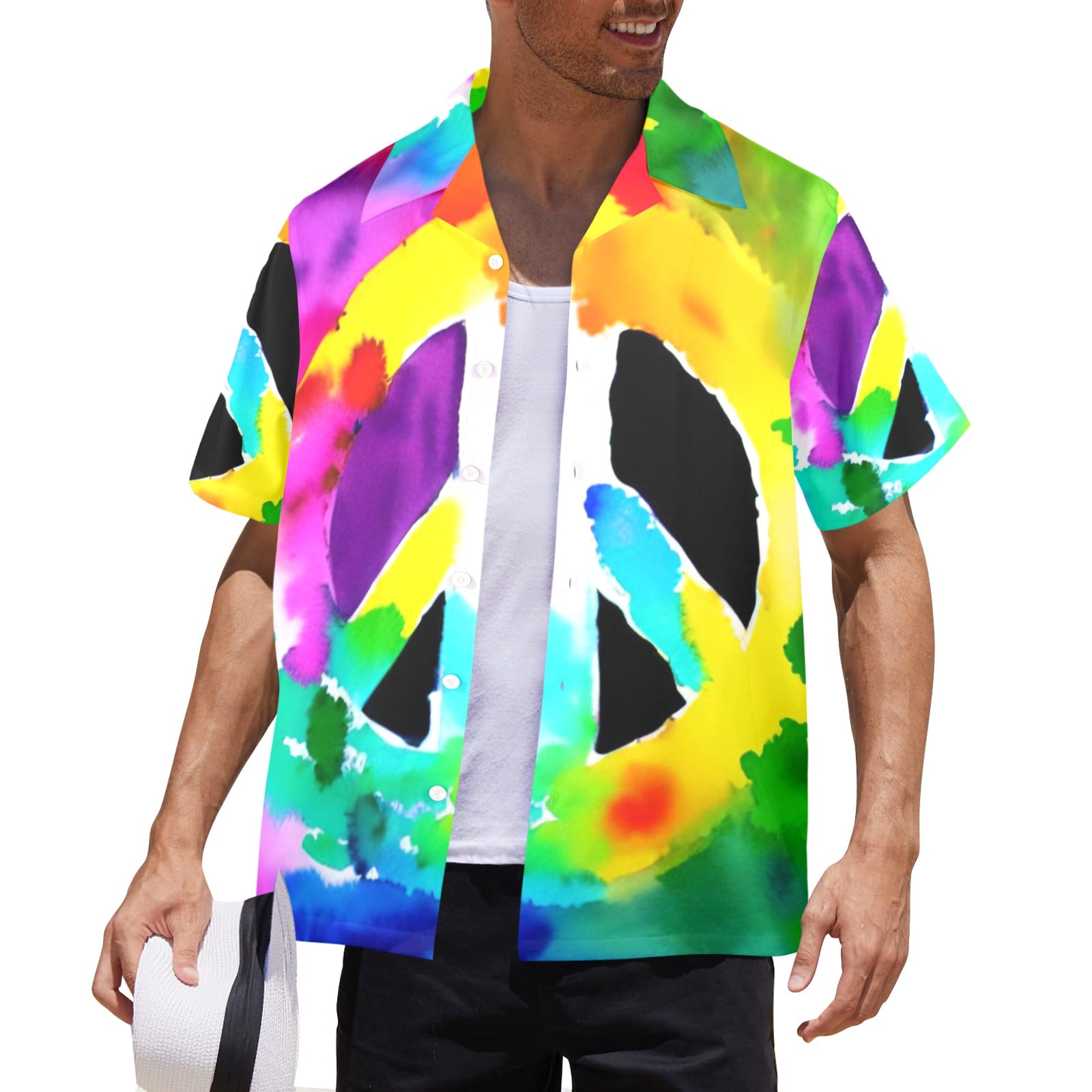 Men's All Over Print Hawaiian Shirt GIVE PEACE A CHANCE