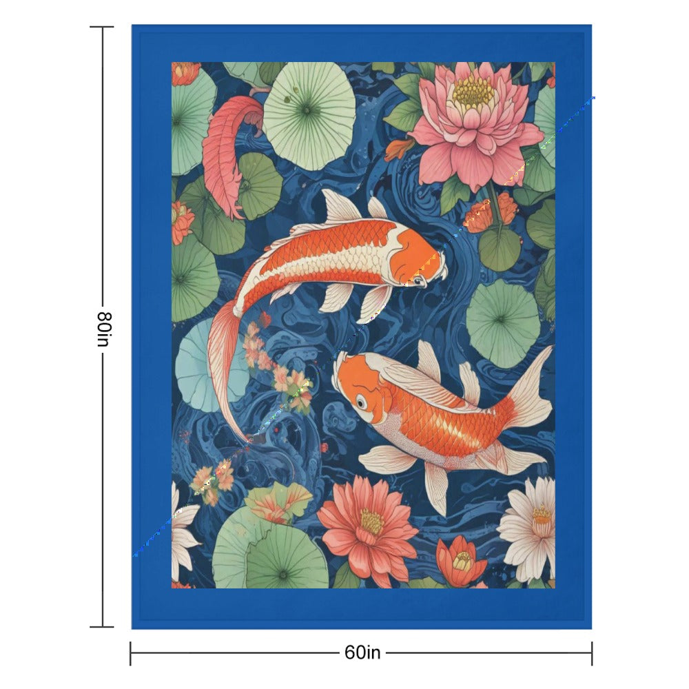 Blanket Throw Flannel KOI  POND