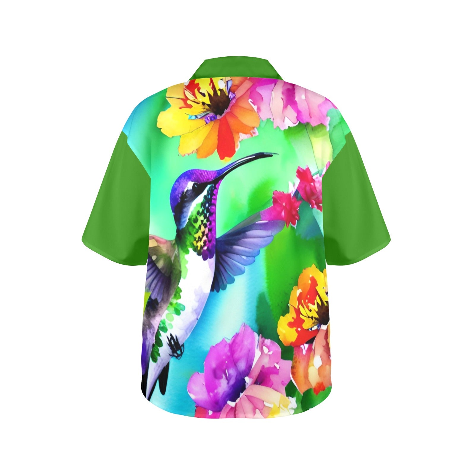 Women's All Over Print Hawaiian Shirt HUMMINGBIRD