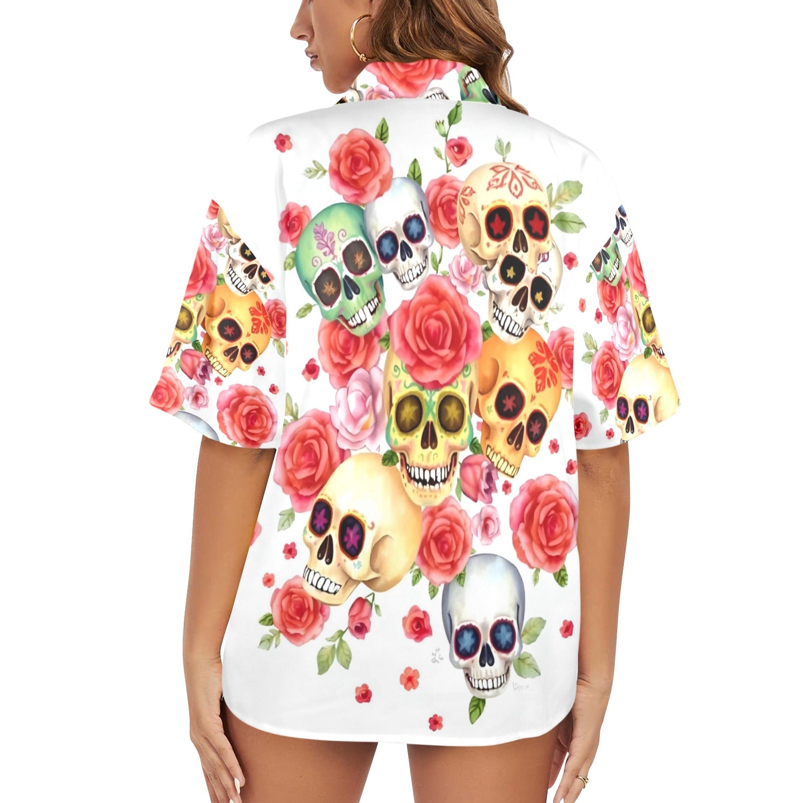 Women's All Over Print Hawaiian Shirt SUGAR, SUGAR