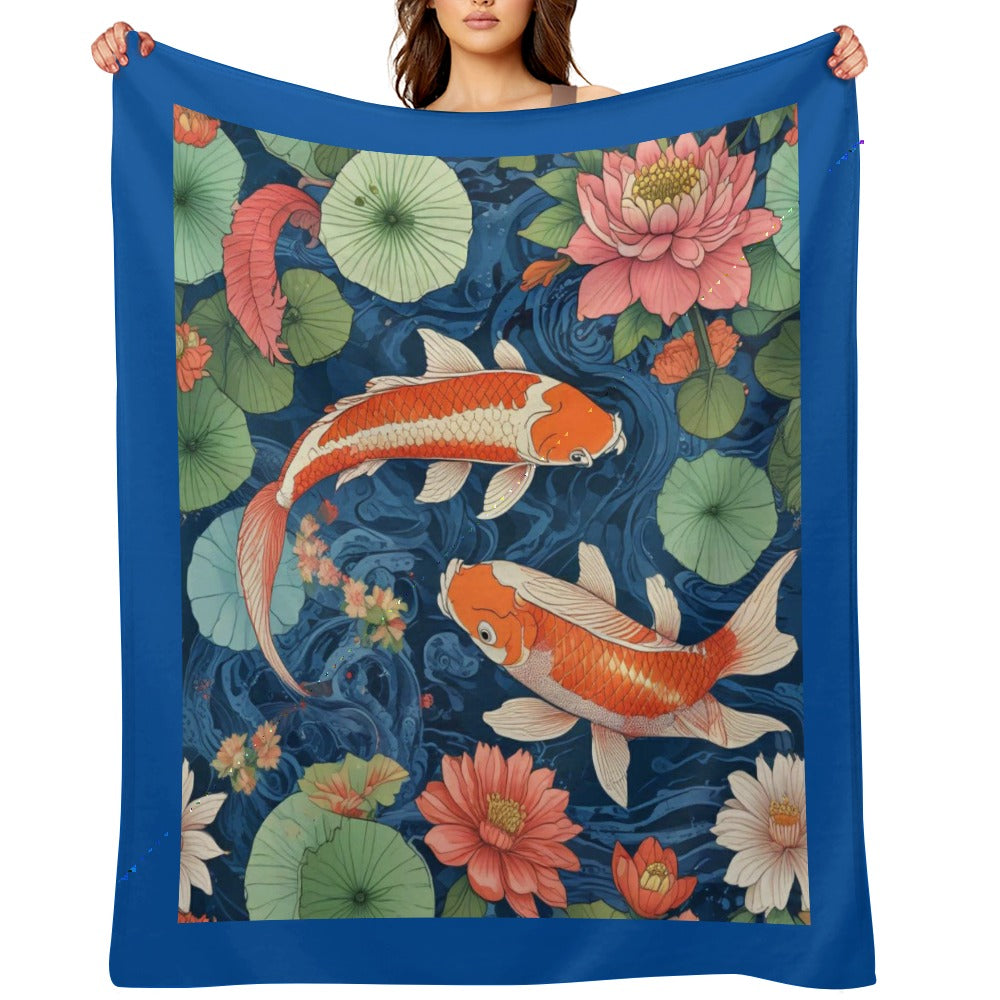 Blanket Throw Flannel KOI  POND