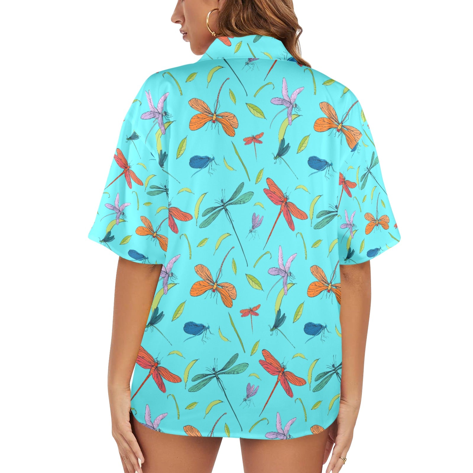 Women's All Over Print Hawaiian Shirt DRAGONFLIES