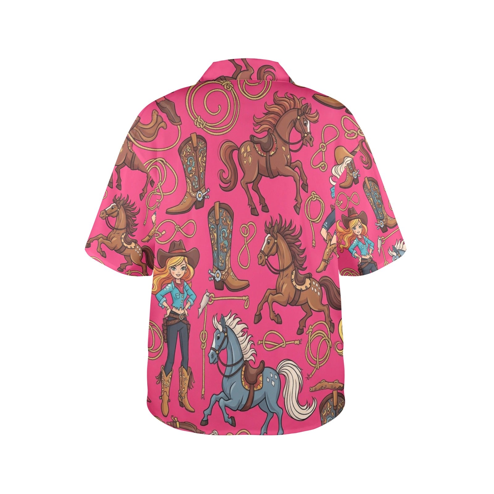 Women's All Over Print Hawaiian Shirt BARBY'S HORSES
