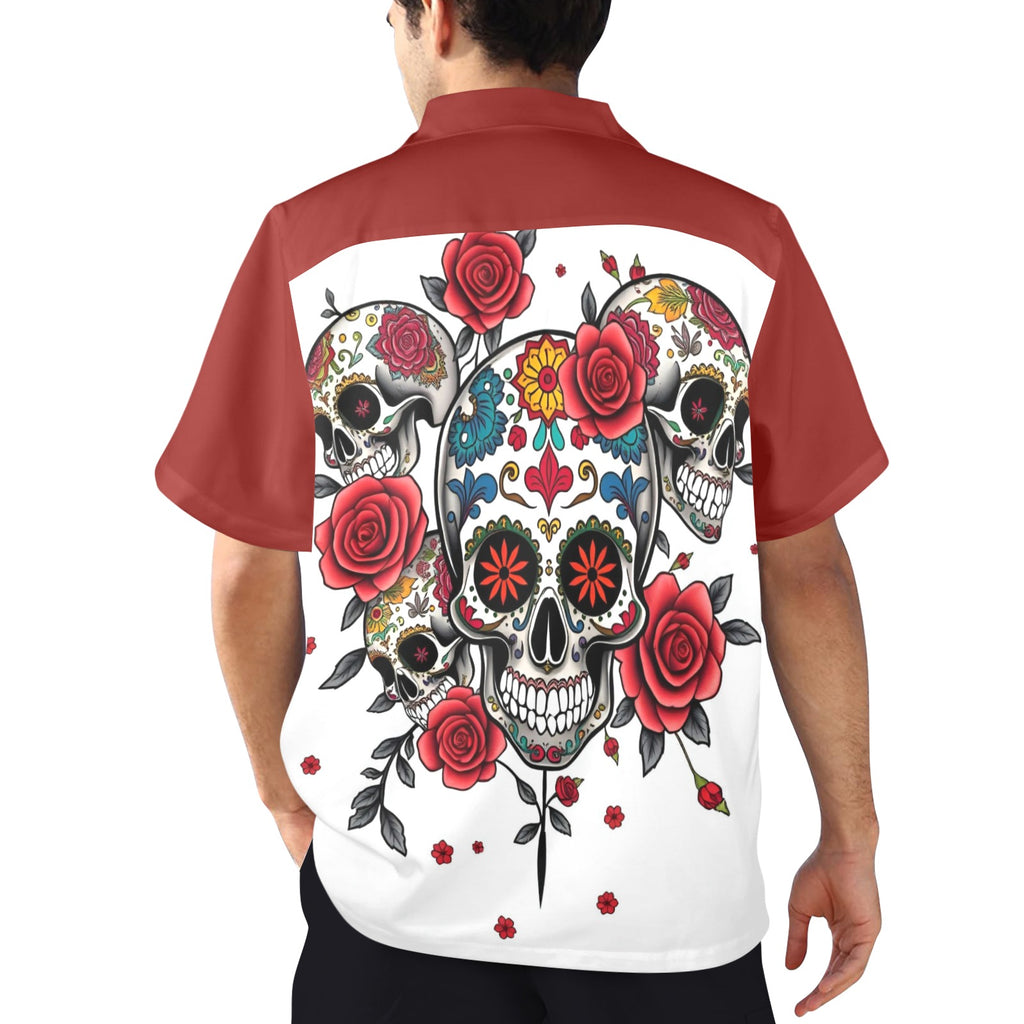 Men's All Over Print Hawaiian Shirt CALAVERAS Y ROSAS