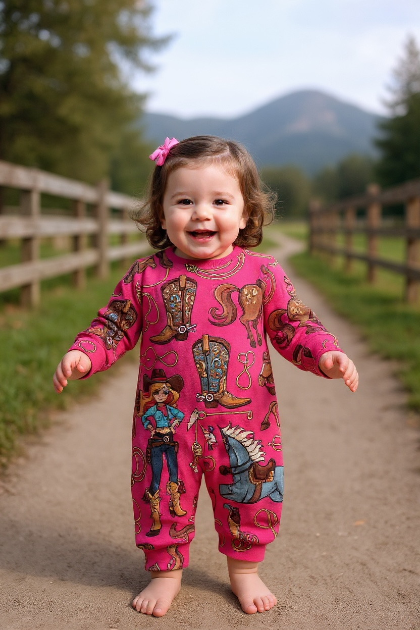 Baby romper BARBY'S HORSES  (OP)