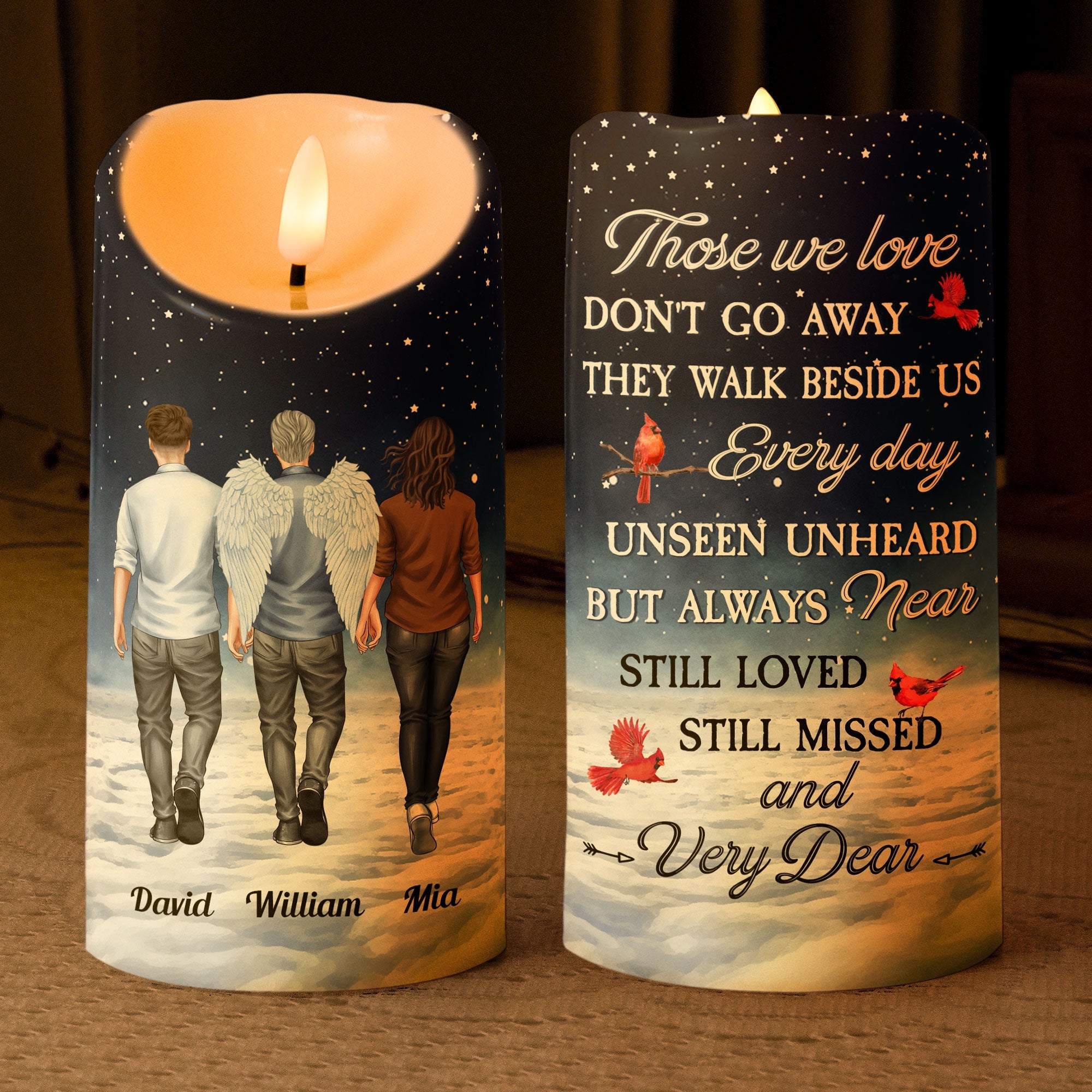Personalized LED Memorial Candle with touching 'Those We Love' message, a comforting keepsake.