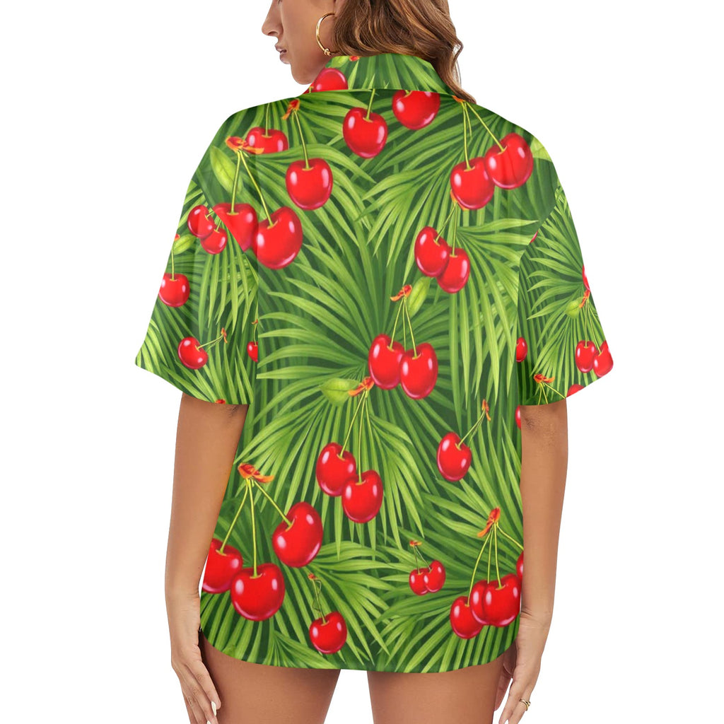 Women's All Over Print Hawaiian Shirt CHERRY PARADISE