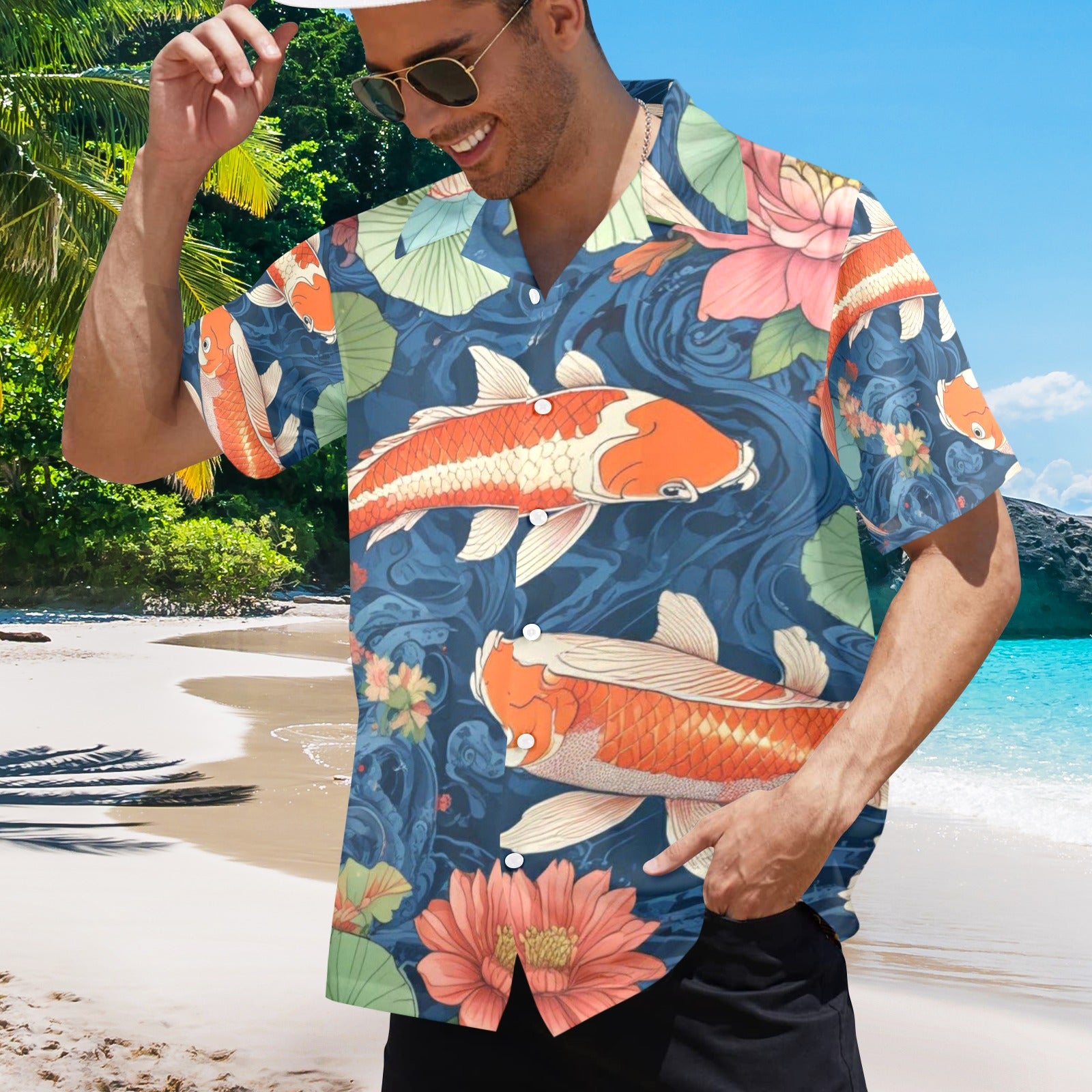 Men's All Over Print Hawaiian Shirt WHY SO KOI?
