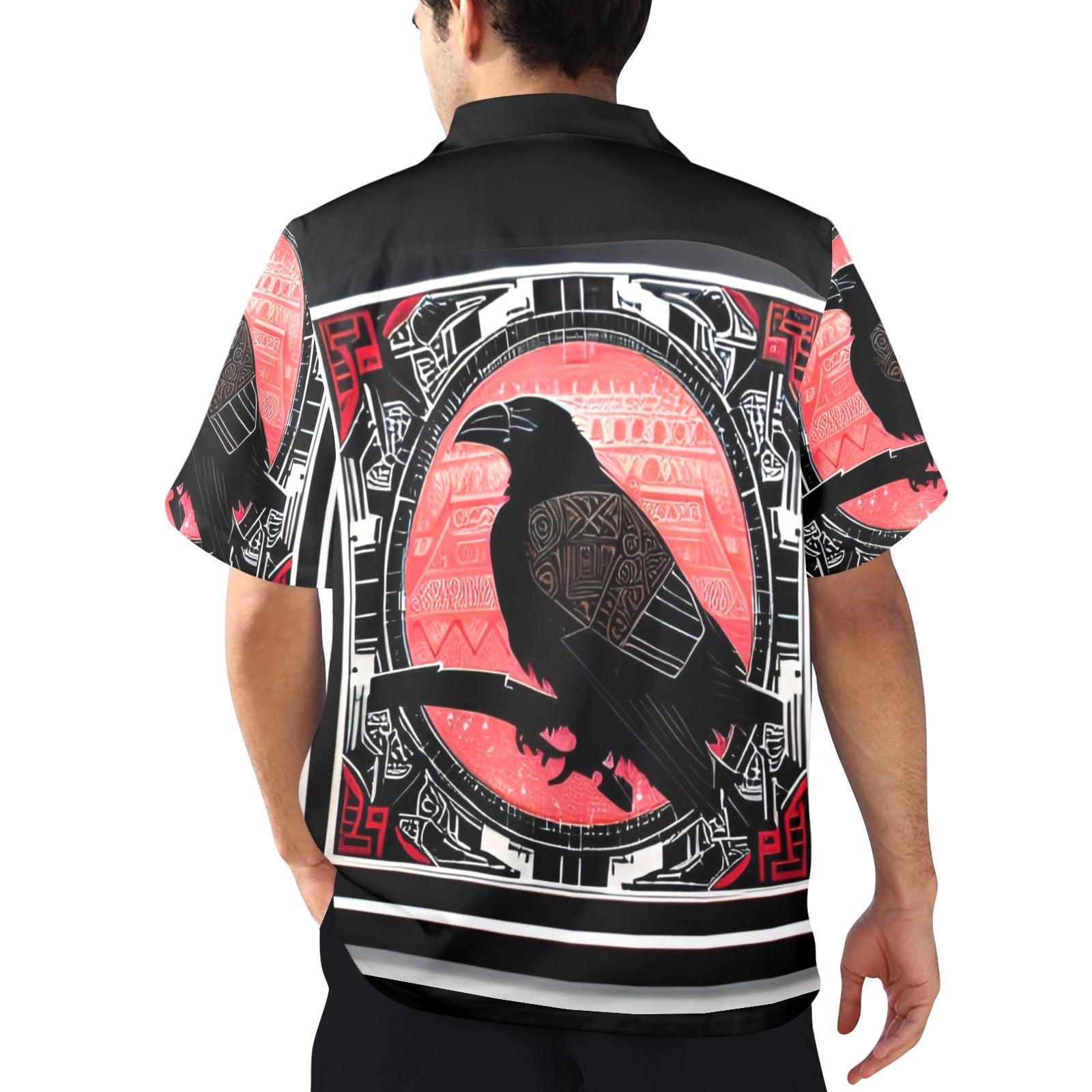 Men's All Over Print Hawaiian Shirt RAVEN