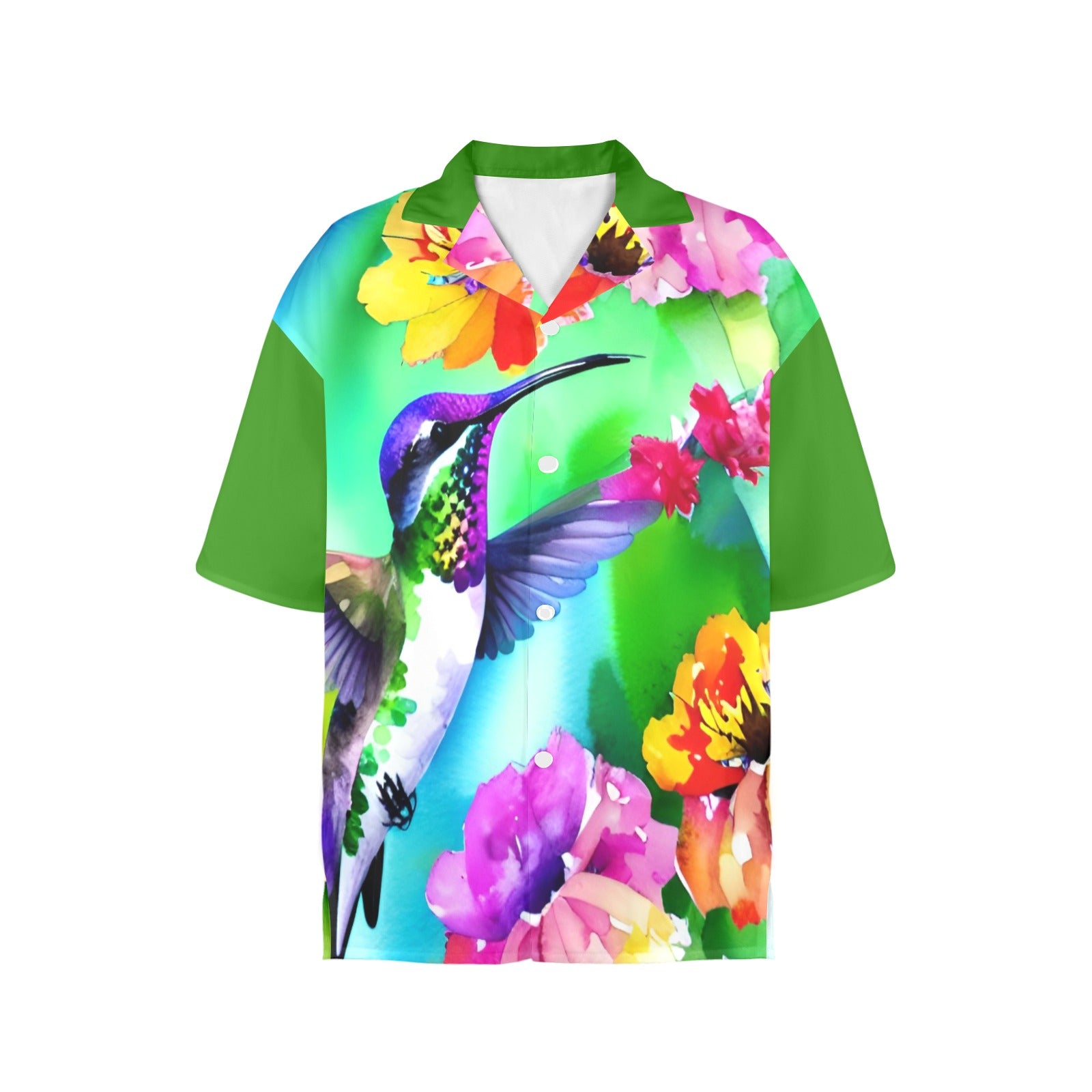 Women's All Over Print Hawaiian Shirt HUMMINGBIRD