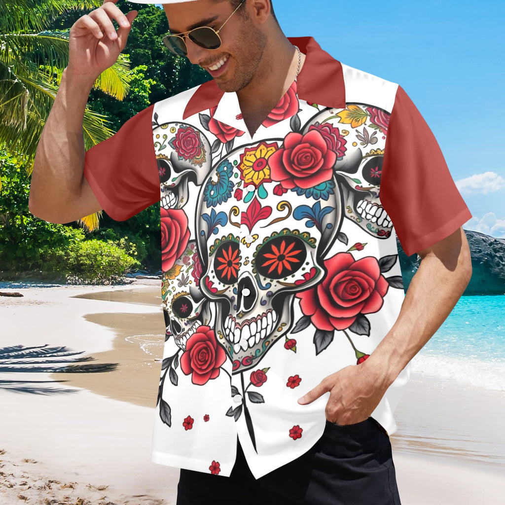 Men's All Over Print Hawaiian Shirt CALAVERAS Y ROSAS