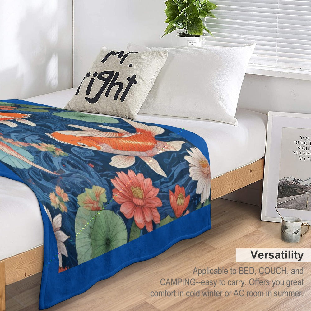 Blanket Throw Flannel KOI  POND