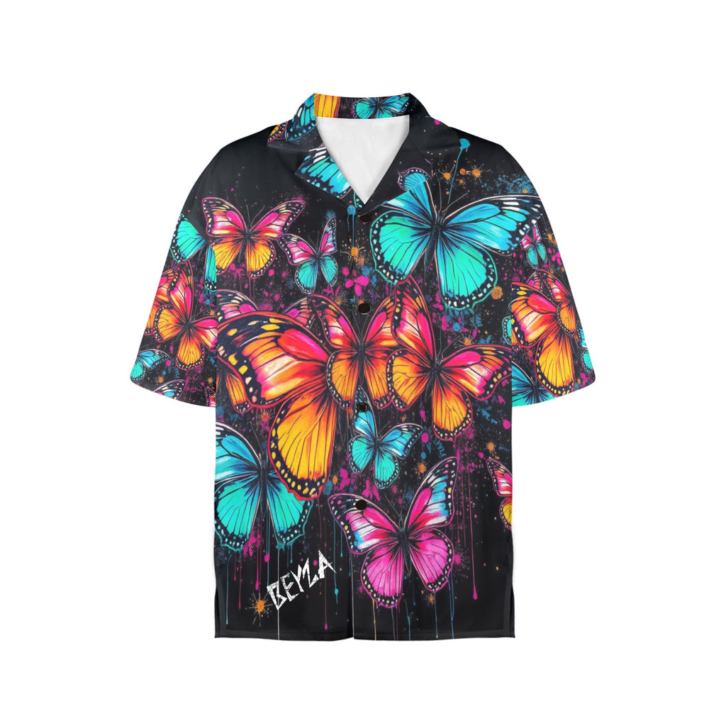 Women's All Over Print Hawaiian Shirt BUTTERFLY GRAFFITI