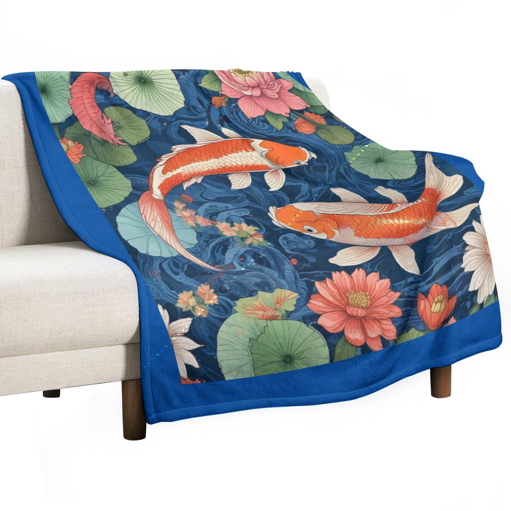 Blanket Throw Flannel KOI  POND