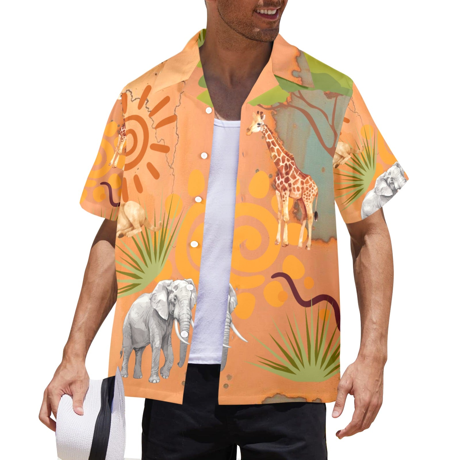 Men's All Over Print Hawaiian Shirt SAFARI