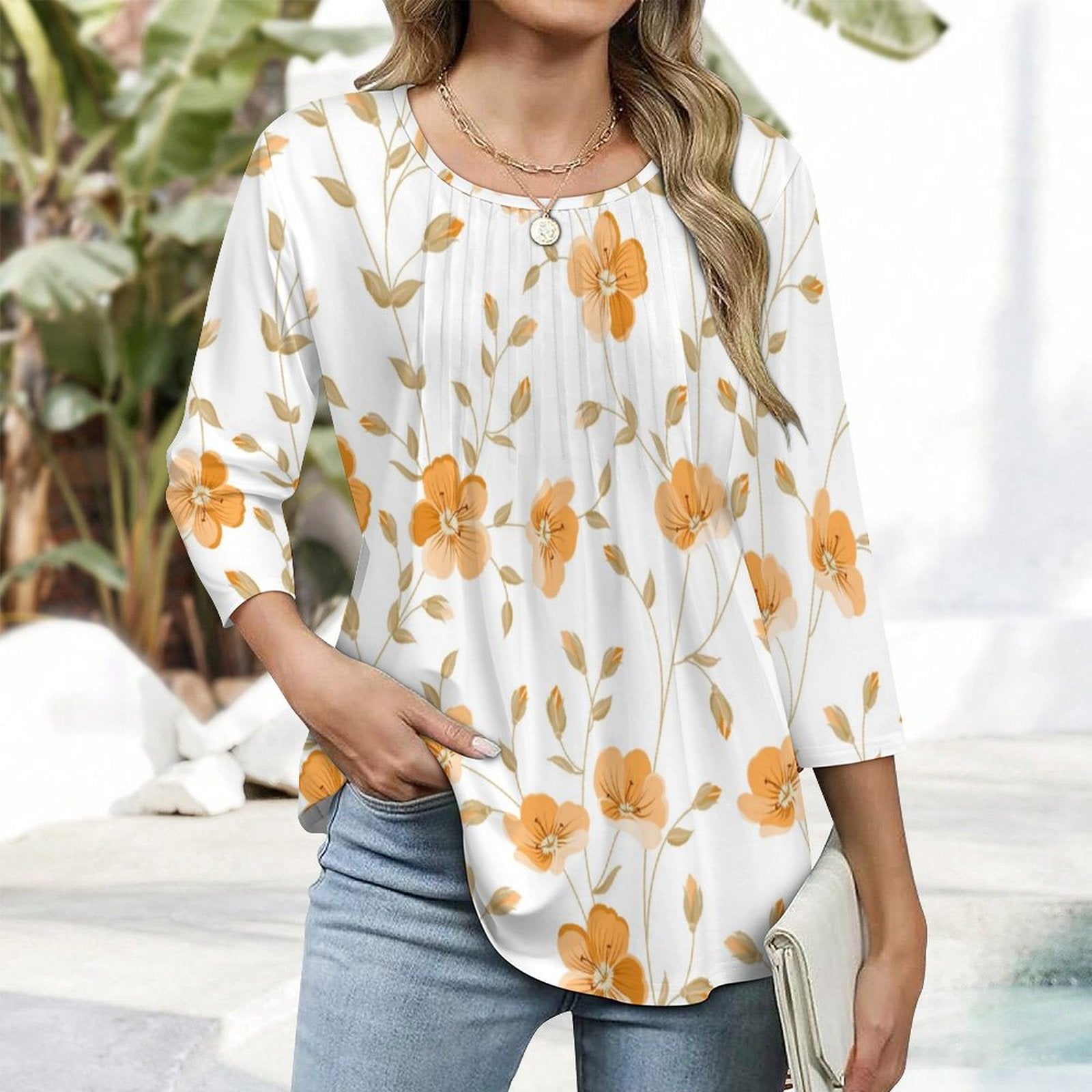 200gsm Women's 3/4 Sleeve Top(All-Over Printing)