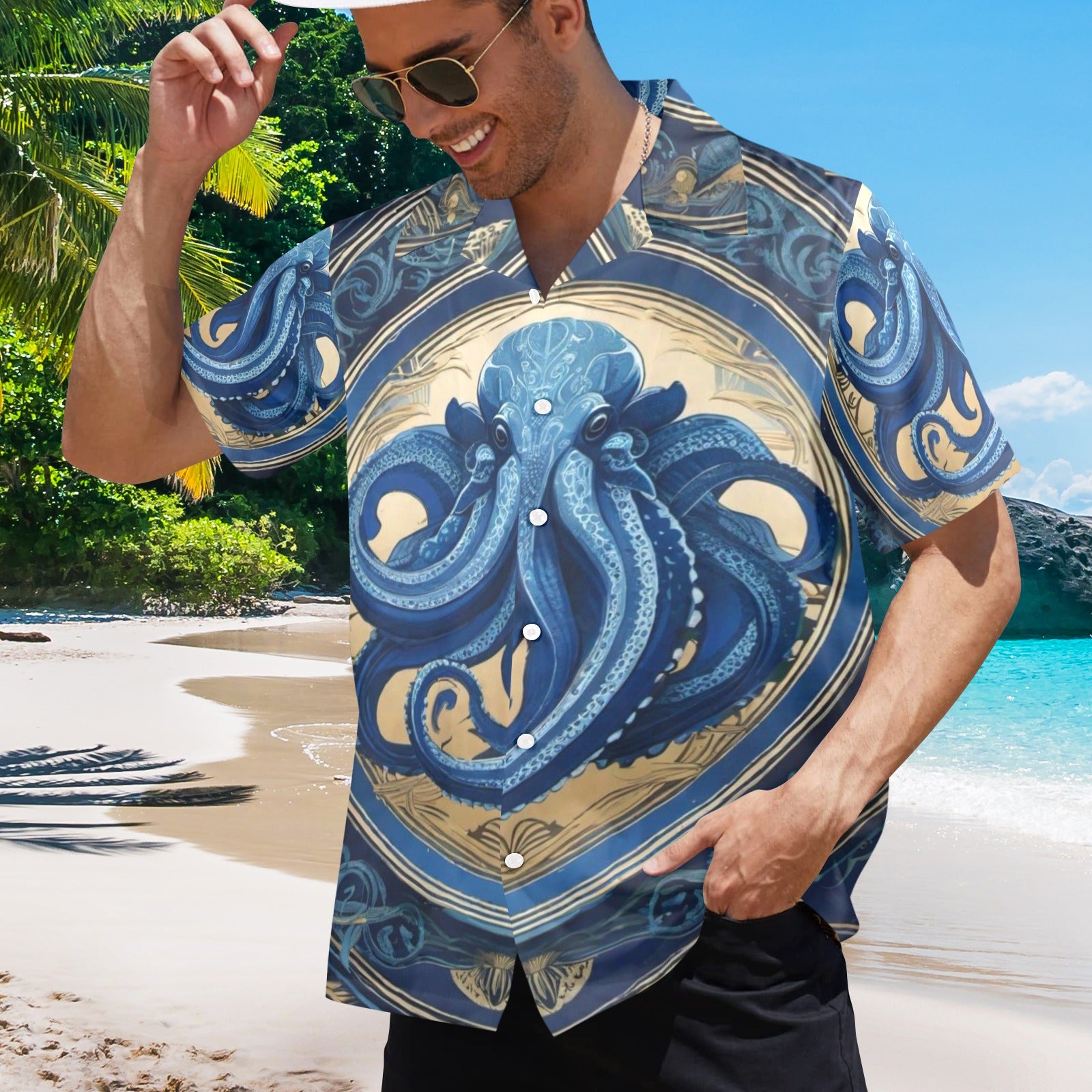 Men's All Over Print Hawaiian Shirt CTHULHU BLUES
