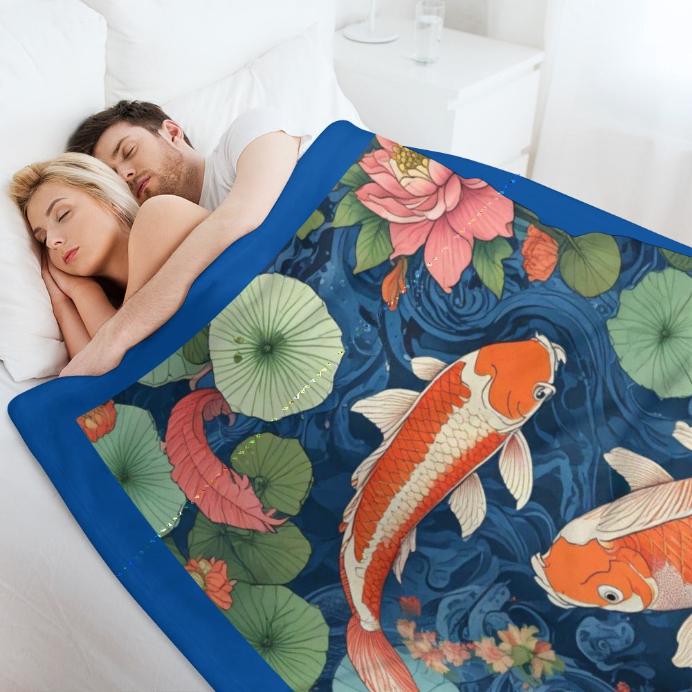 Blanket Throw Flannel KOI  POND