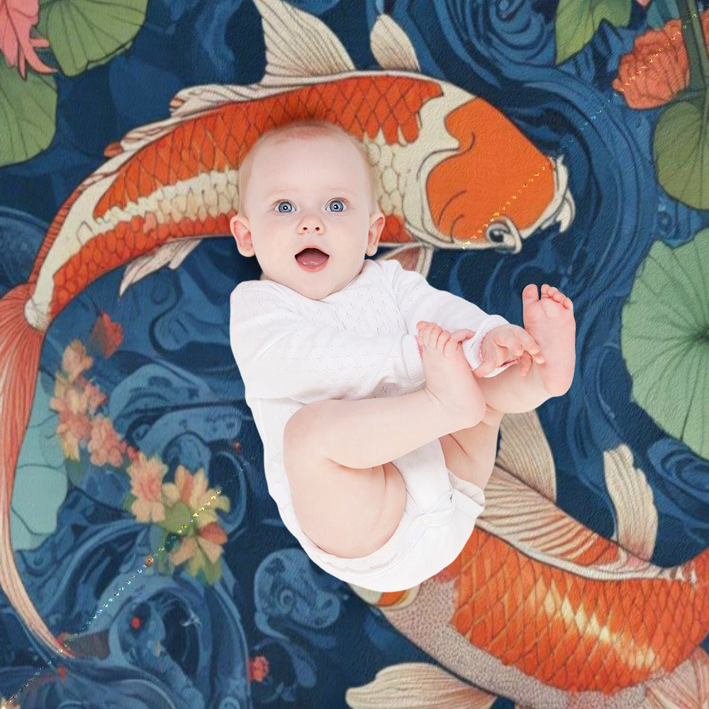 Blanket Throw Flannel KOI  POND