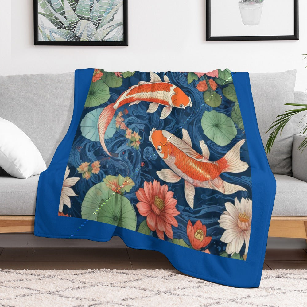 Blanket Throw Flannel KOI  POND