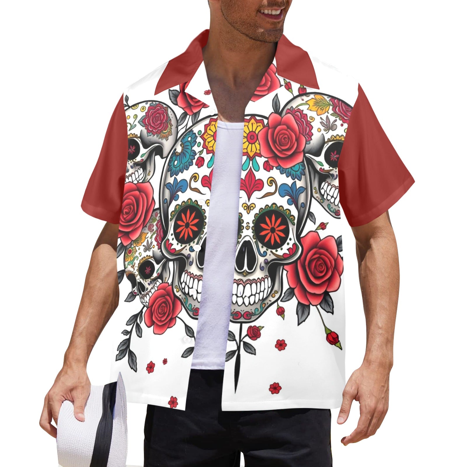 Men's All Over Print Hawaiian Shirt CALAVERAS Y ROSAS