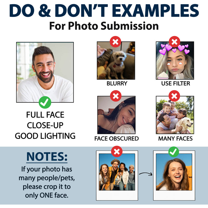 Custom Golf Ball Photo Submission Examples: Full face, close-up with good lighting.